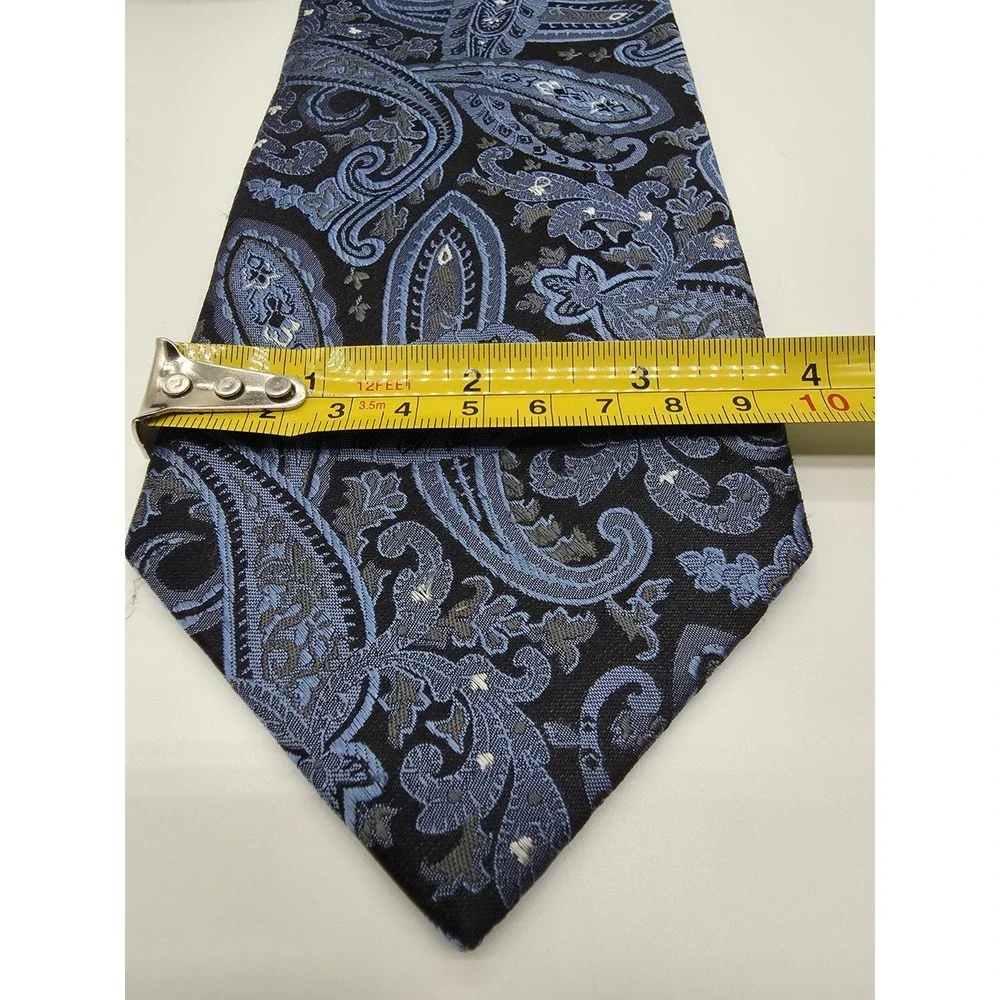 Pronto Uomo 100% Silk Blue Black Paisley Extra Long Men's Tie 64